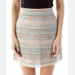 Loft Woven Tweed Textured Fringed Mini Skirt- size 4